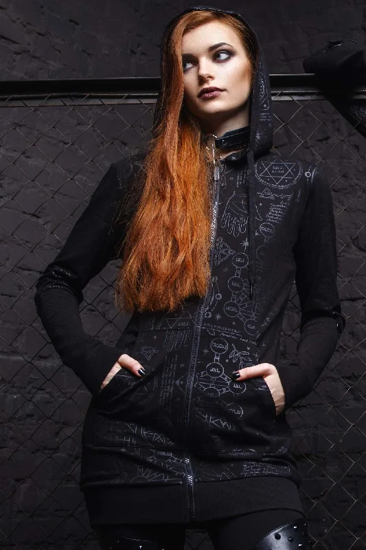 knit maxi dresses for cold weather -Unholy Sabbath Longline Hoodie