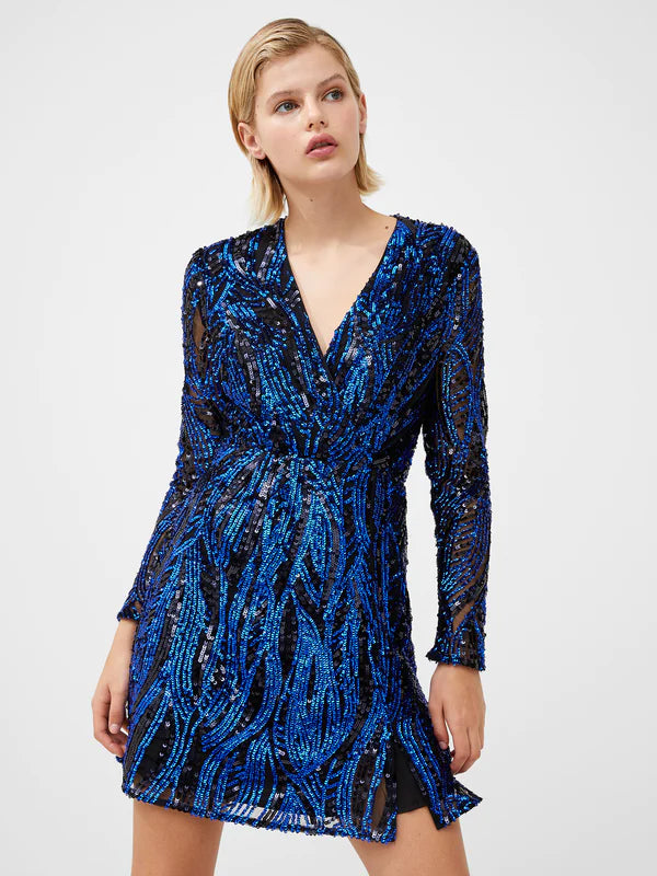 Mini dresses with shirt dress style -French Connection Deniz Embellished LS Mini Dress-Surf The Web-71VGU