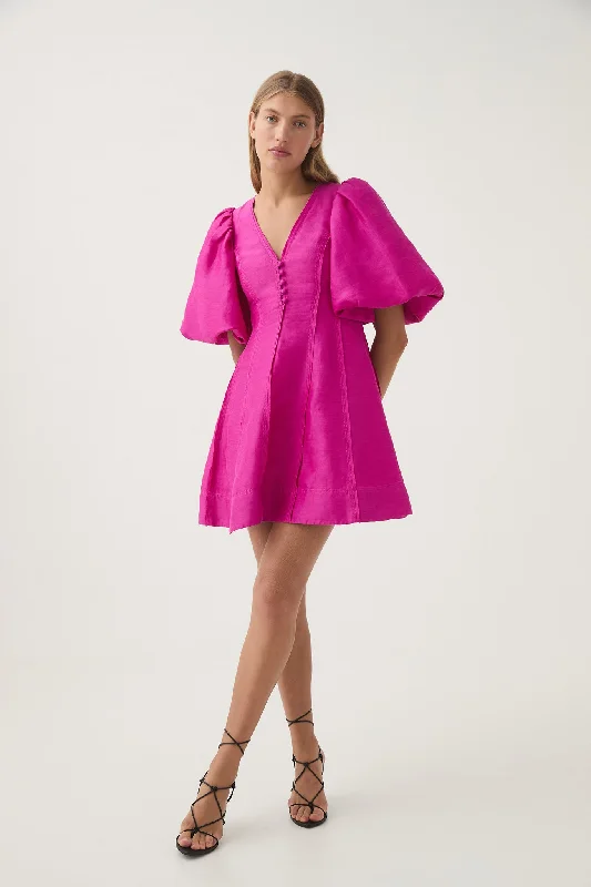 Mini dresses in soft fabric -Dusk Puff Sleeve Mini Dress