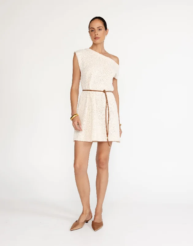 Mini dresses with gathered skirt -Kassie Mini Dress (Oat)