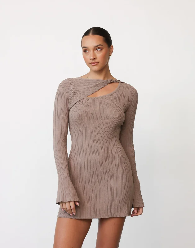 Mini dresses for garden nights -Yasmin Mini Dress (Mocha)