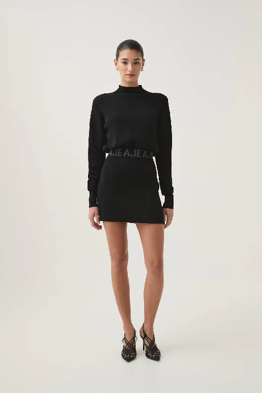 Mini dresses with stiff collar -Soloist Knit Mini Dress