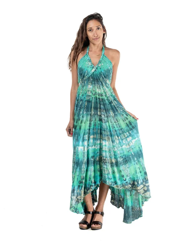 vintage floral maxi dresses -Tie Dye Long Goddess Dress