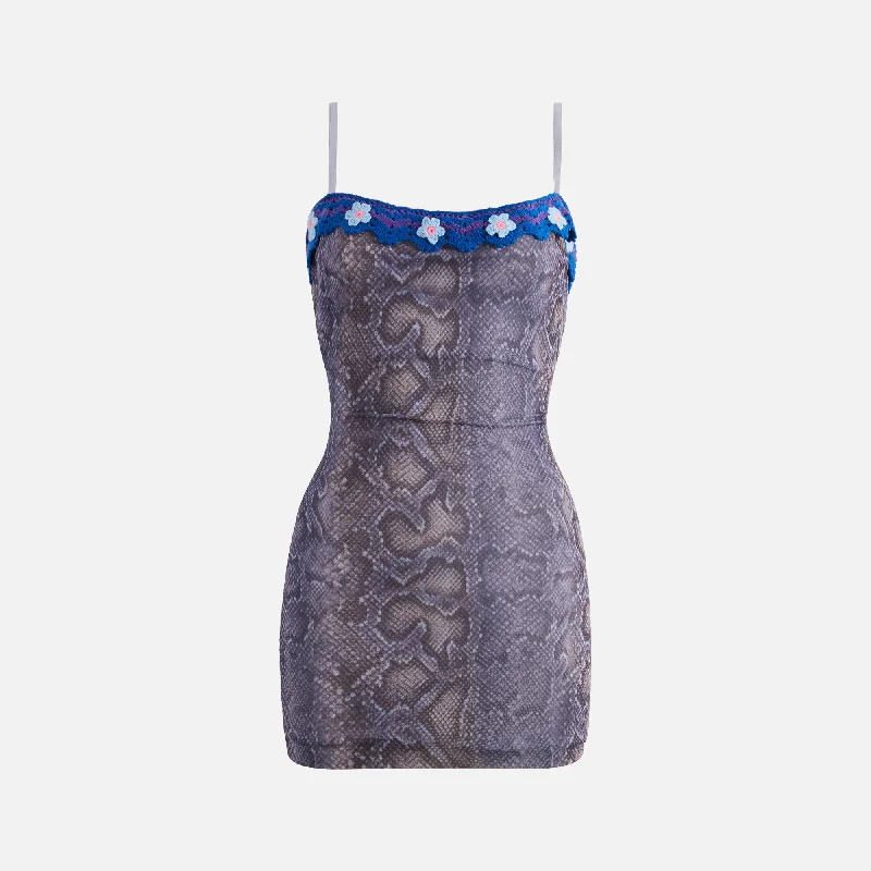 Mini dresses for garden lunches -GUIZIO Mesh Mini Dress - Snakeskin