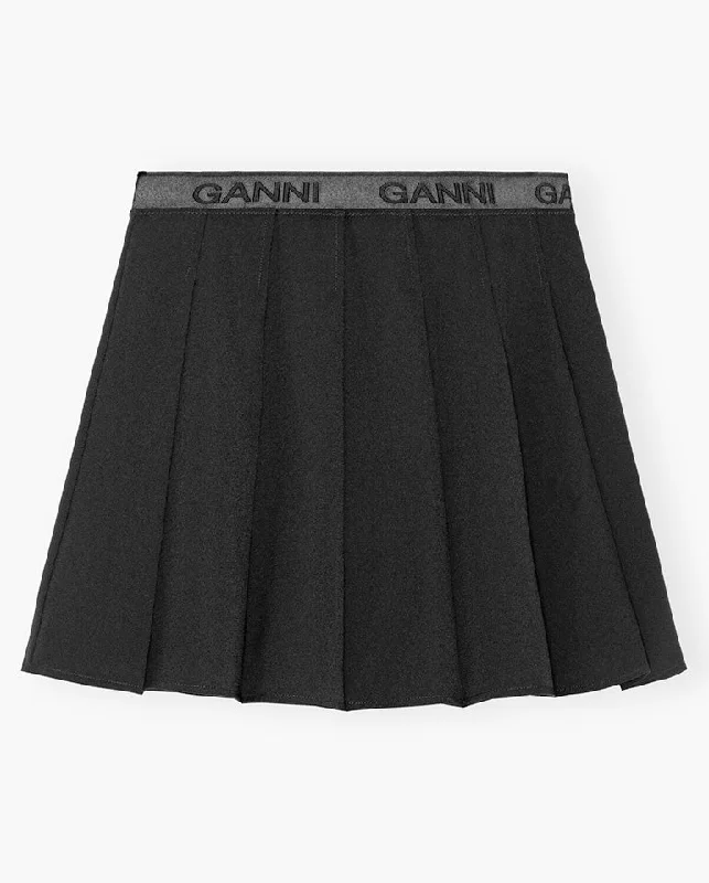 Mini dresses with bead overlay -Light Twill Pleated Mini Skirt BLACK