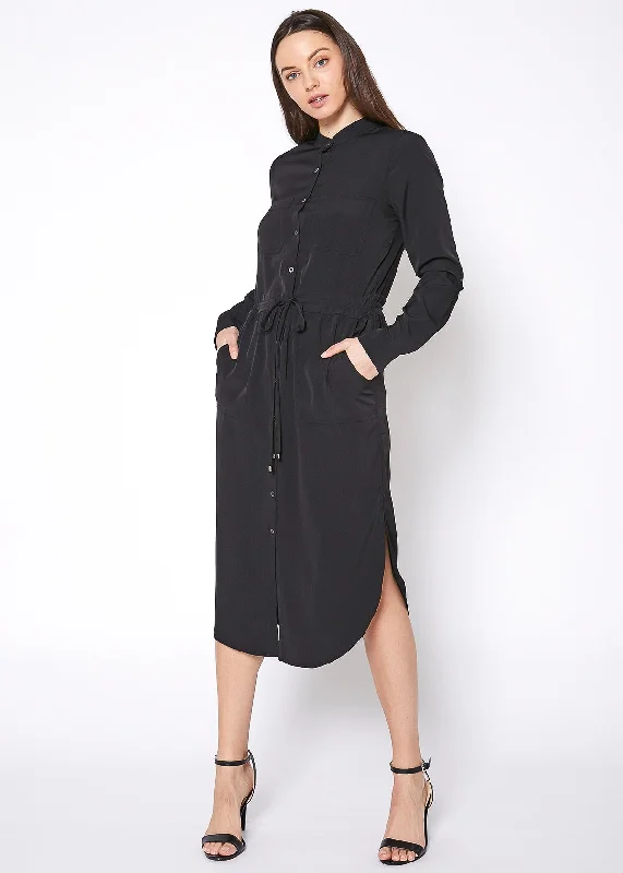 minimalist maxi dresses cheap -Women's Long Mock Neck Shirt Dress