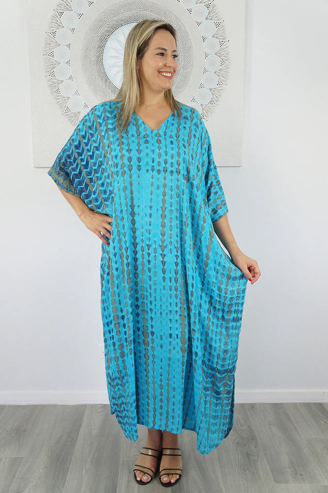 sequined maxi dresses for night -Venus Long Tie Dye Kaftan