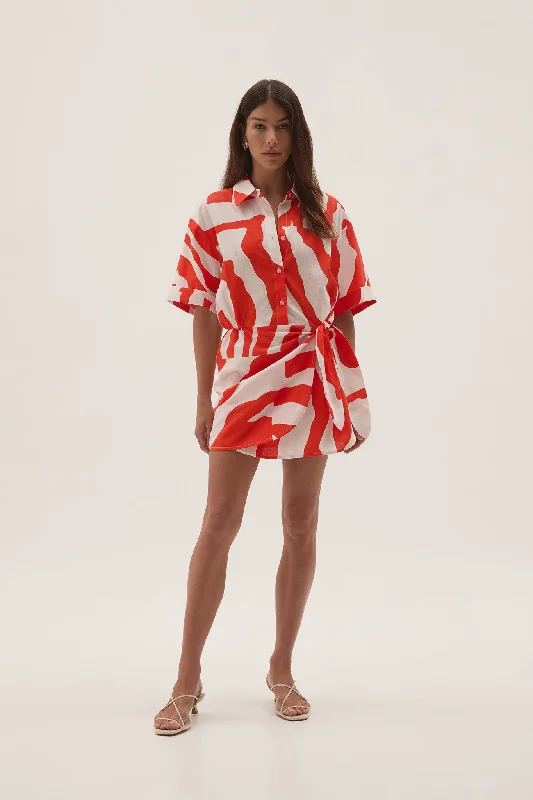 Mini dresses with tie dye design -Airlie Mini Shirt Dress