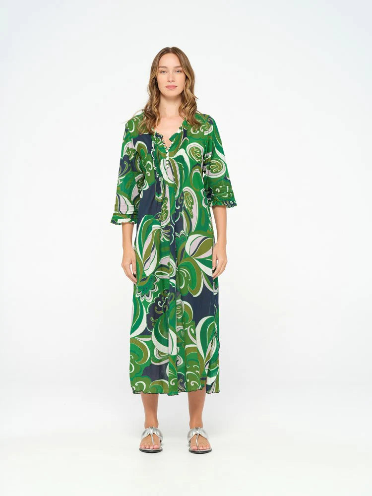 bold print maxi dresses online -Costa Nova Long Poppy Emerald