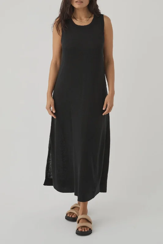 knit sweater maxi dresses -Brie Long Dress - Black