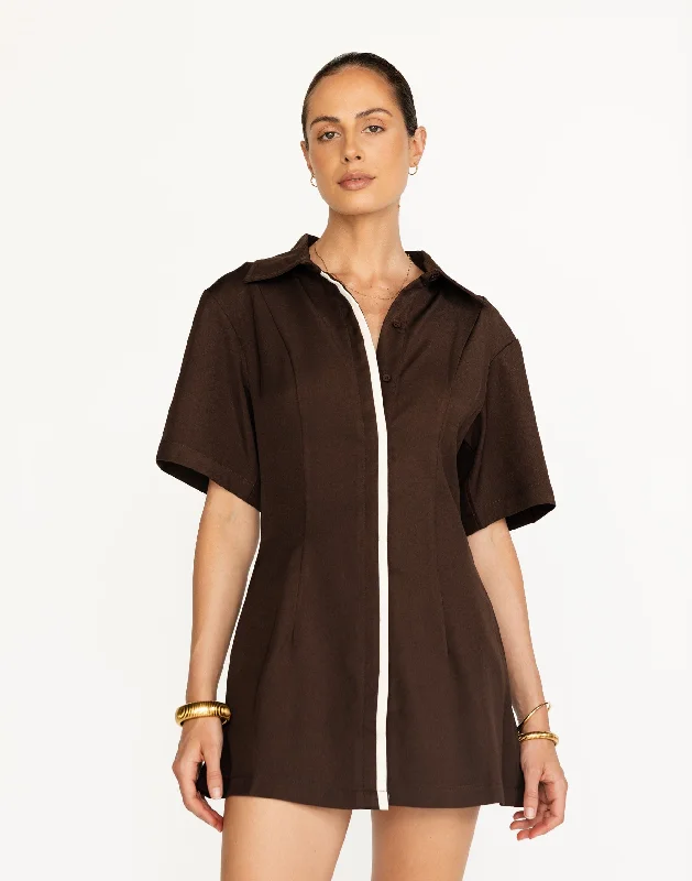 Mini dresses with draped design -Vero Mini Dress (Chocolate)