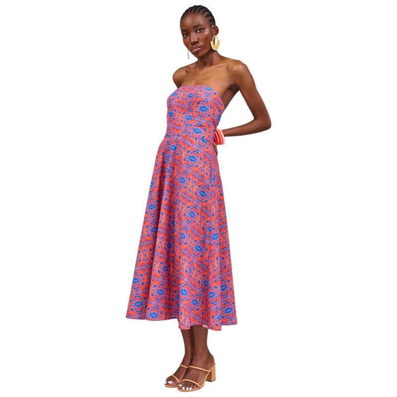 coral pink maxi dresses -Kahindo Long length Waterfront Strapless Dress