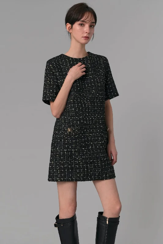 Mini dresses with short style -Leanna Tweed Mini Dress