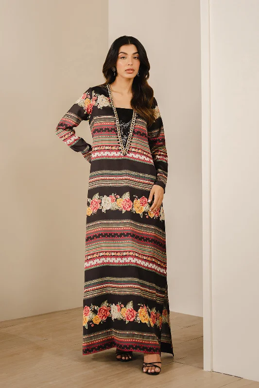 tropical print maxi dresses sale -Hulrak Long