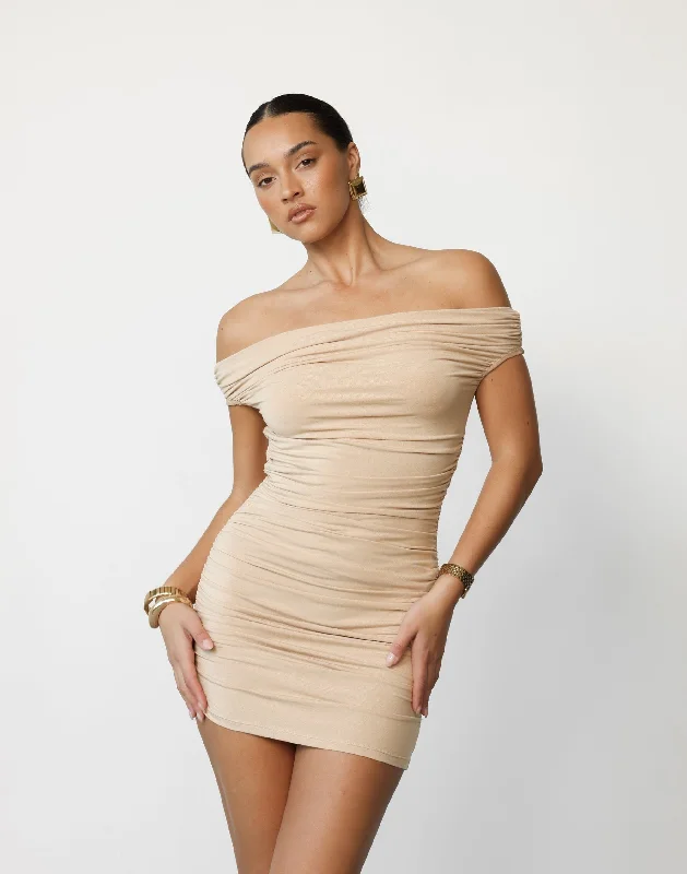 Mini dresses with boxy style -Monaco Mini Dress (Camel) - By Lioness