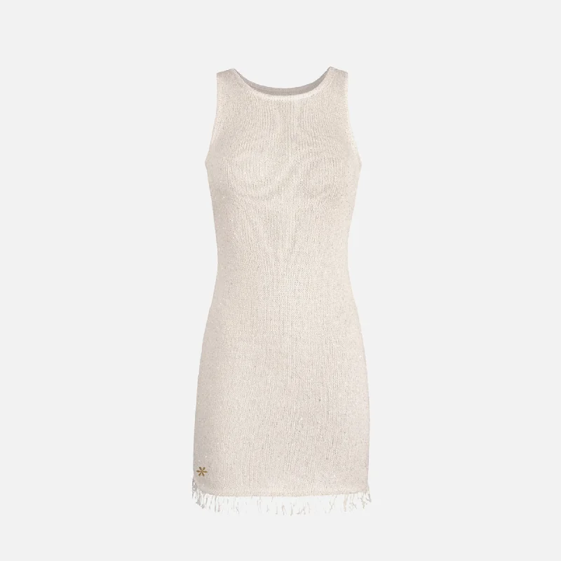 Mini dresses for night dates -Asta Resort Natalia Mini Dress - Ivory Sequin