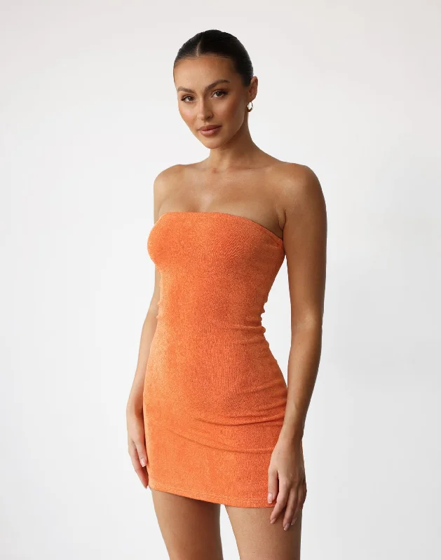 Mini dresses with off-shoulder style -Abelle Mini Dress (Papaya)