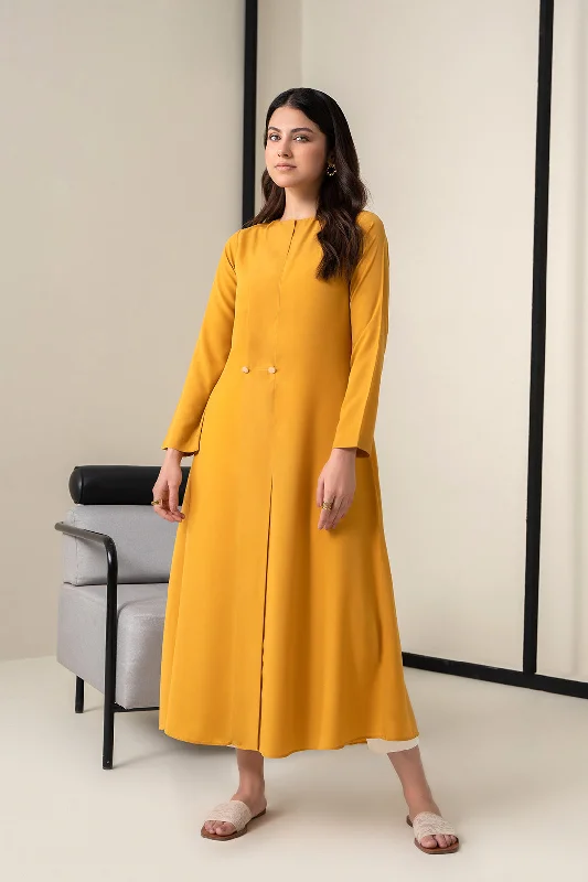 knit maxi dresses for cold weather -Mustard Long