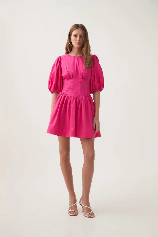 Mini dresses with flat collar -Billie Corded Mini Dress