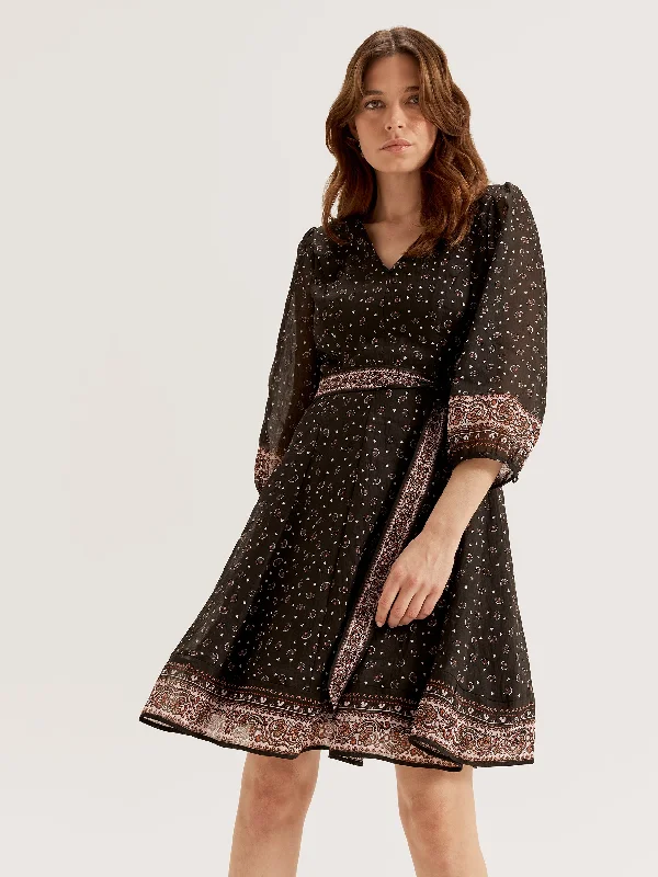 Mini dresses in poplin fabric -Portofino Paisley Dress