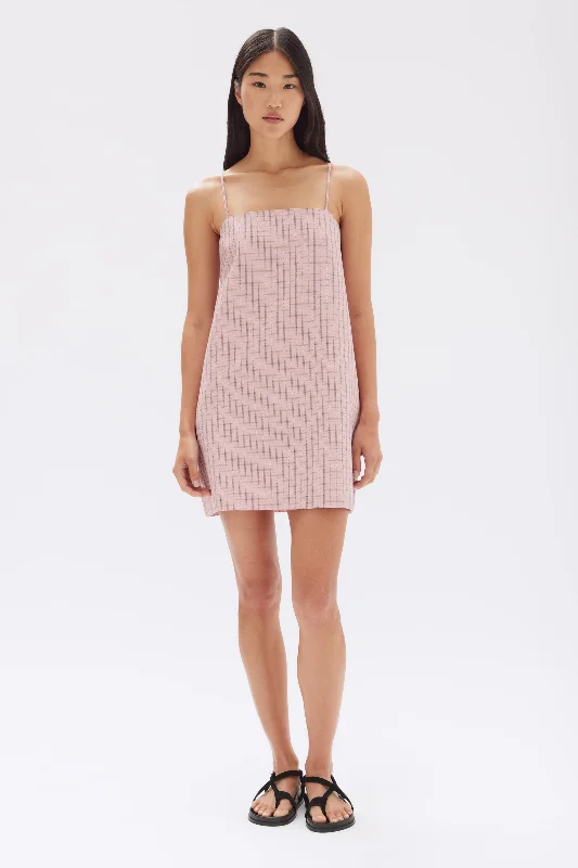 Mini dresses with pearl overlay -Emile Seersucker Mini Shift Dress