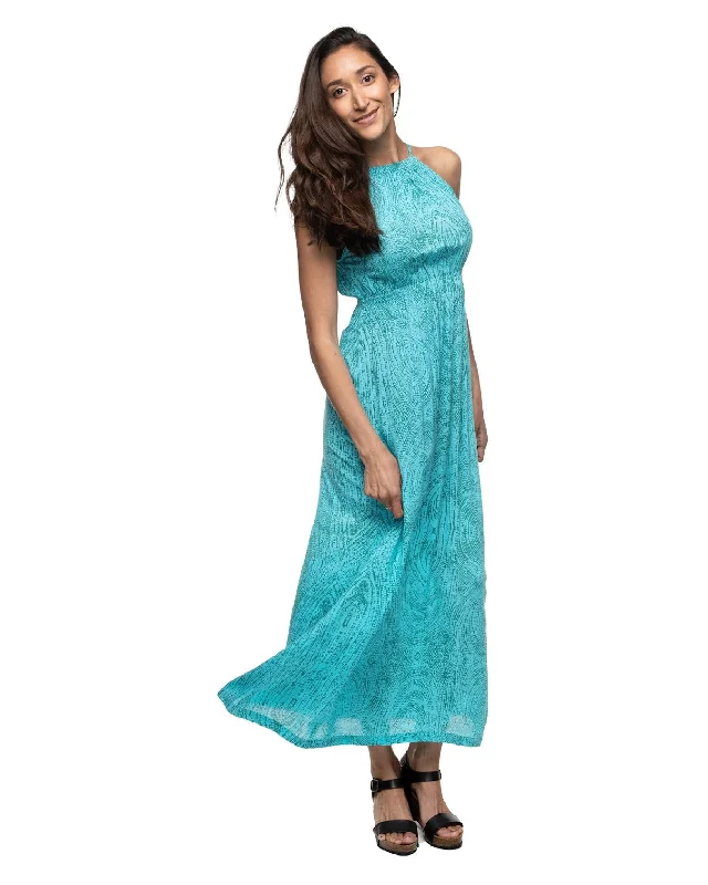 deep blue maxi dresses for evening -Long Printed Resort Susan Dress