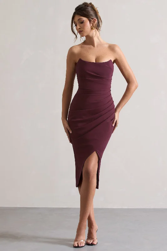 Midi dresses for photo sessions -Soulmate | Plum Bandeau Midi dress