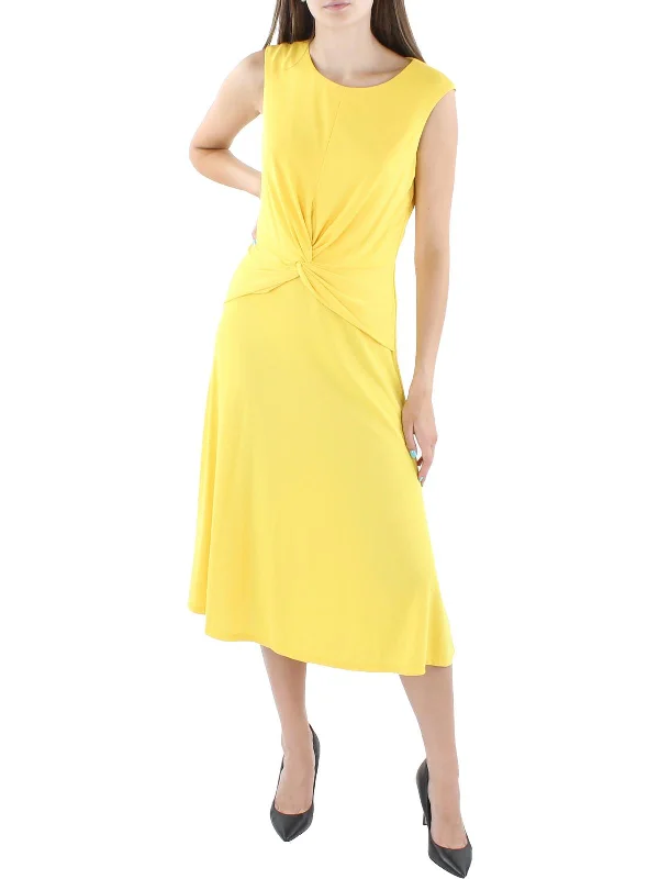 Midi dresses for dance shows -Womens Stretch Midi Shift Dress