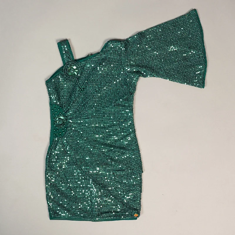 Midi dresses for music events -Solid Girls Midi With Glitter Designs