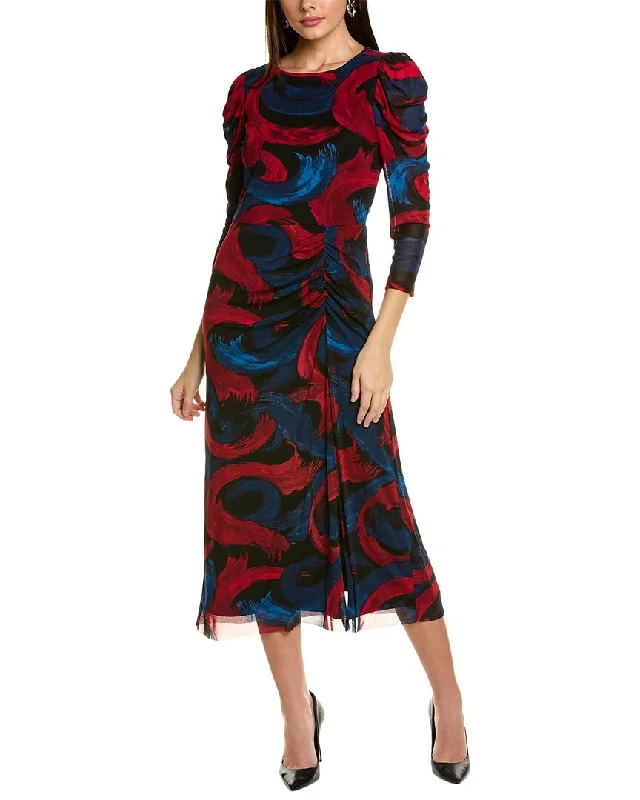 Midi dresses for rooftop brunch -Anne Klein Puff Sleeve Midi Dress