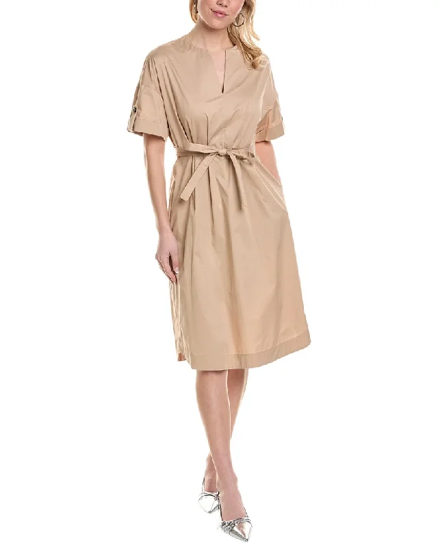 Midi dresses in rough fabric -Peserico womens  Midi Dress, 46, Beige