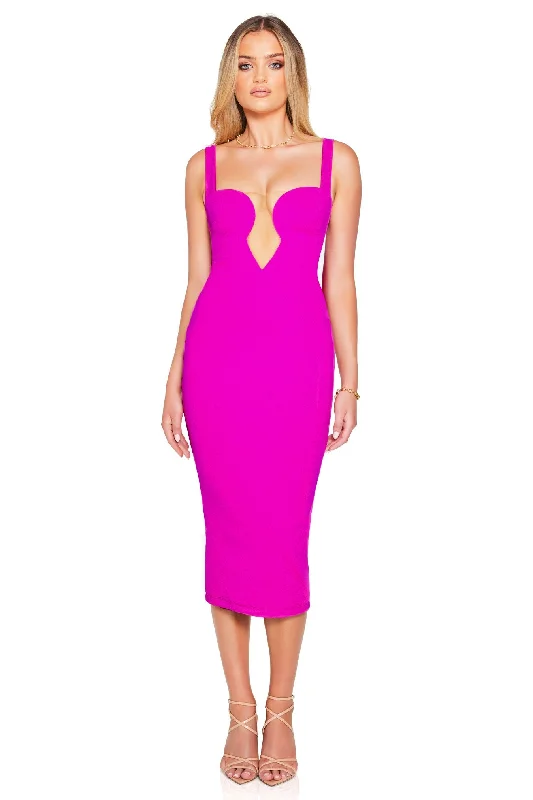 Orange midi dresses for summer -Nookie Minx Midi Dress - Electric Pink