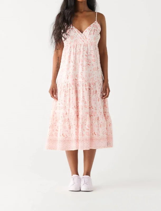 Midi dresses for outdoor parties -Crossover Midi Dress In Terracota Floral