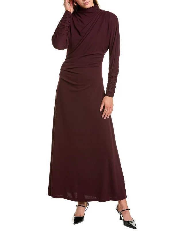 Midi dresses with side bow -Nicholas Cora Funnel Neck Dolman Ls Midi Dress