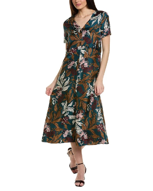 Midi dresses in vine print -S Max Mara Paola Silk Midi Dress