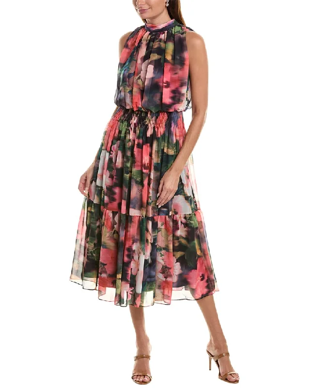 Midi dresses with smock style -Kay Unger Leliana Midi Dress