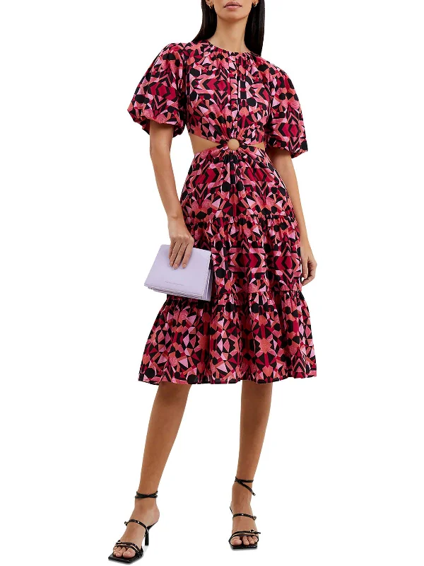 Midi dresses with sheath style -Felicity Womens Cut-Out Printed Midi Dress