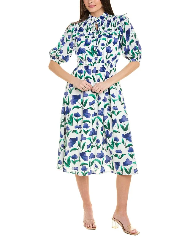 Midi dresses for women over 50 -Gracia Flower Print Midi Dress