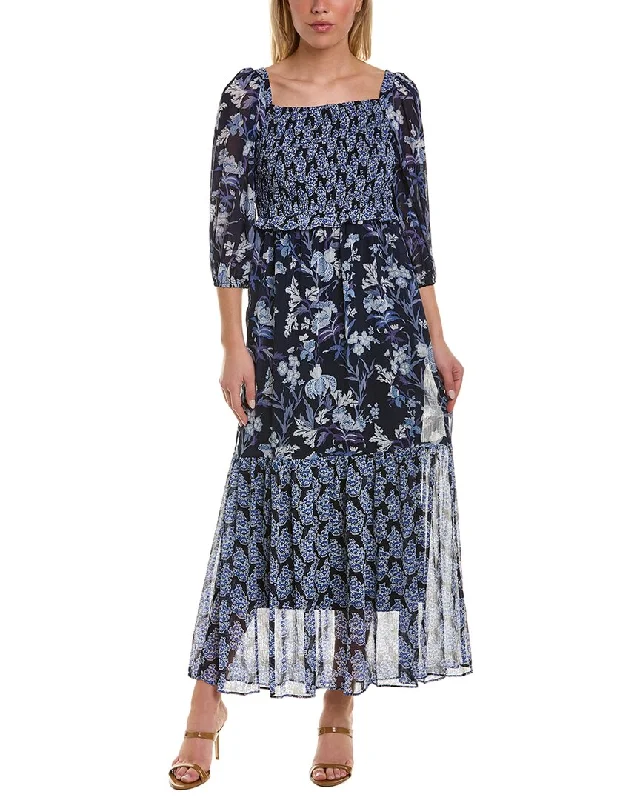 Midi dresses in abstract print -Taylor Smocked Midi Dress