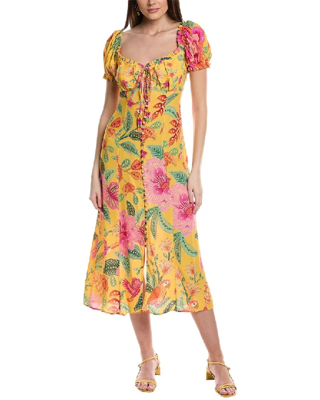 Midi dresses for jazz events -FARM Rio Macaw Bloom Midi Dress