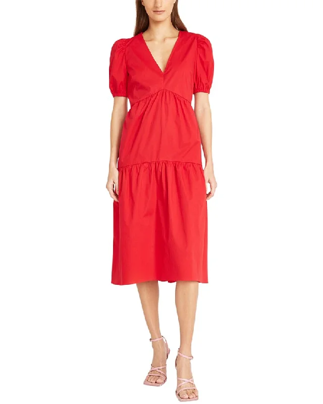 Midi dresses with stiff collar -Donna Morgan Poplin Midi Dress