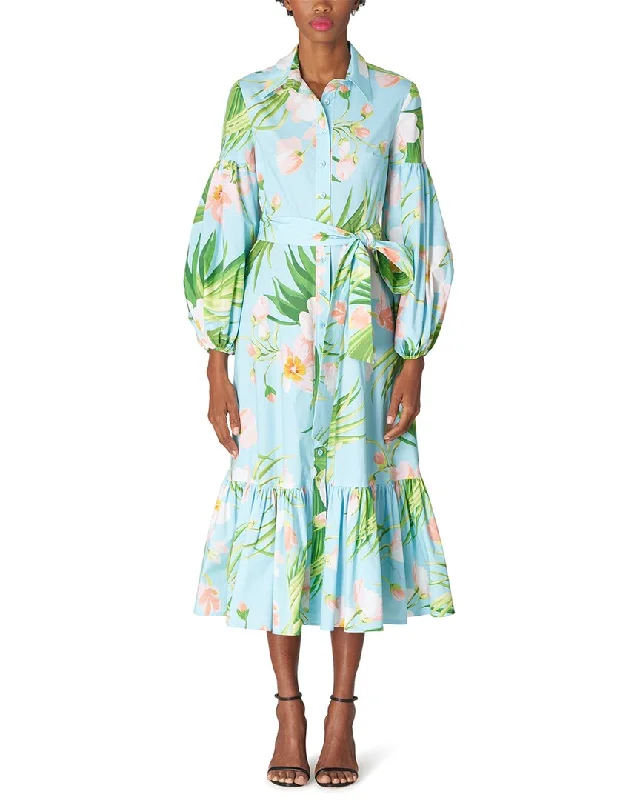 Midi dresses for park lunches -Carolina Herrera Puff Midi Shirtdress