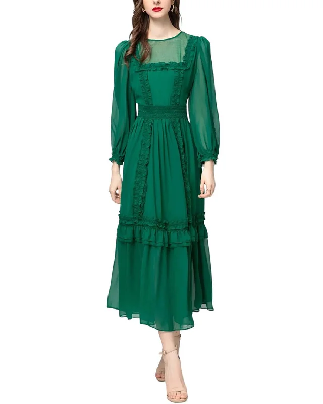 Midi dresses for anniversary dinners -BURRYCO Silk-Blend Midi Dress