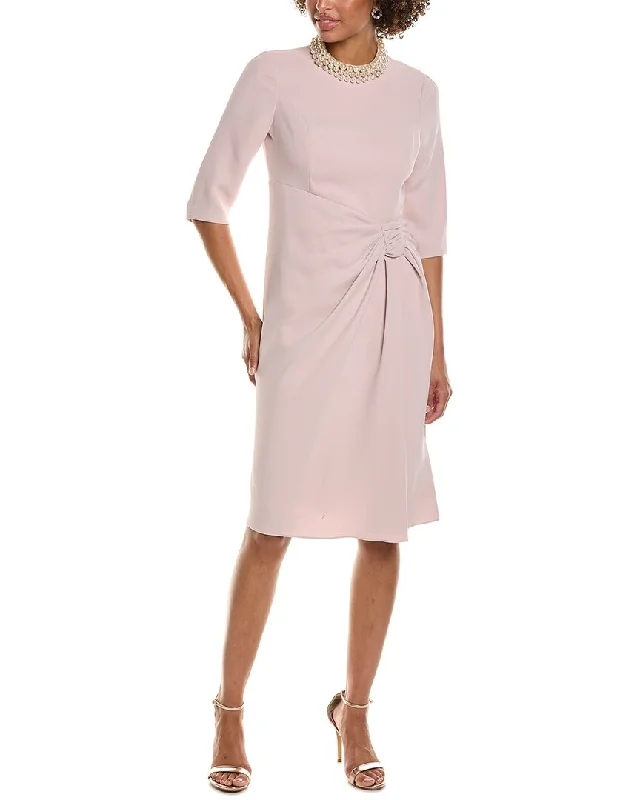 Midi dresses for warm nights -Teri Jon by Rickie Freeman Stretch Crepe Pearl Midi Dress