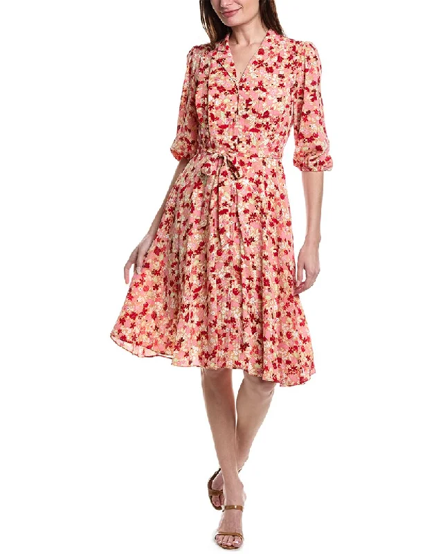 Midi dresses with back buttons -Nanette Nanette Lepore Printed Crepe Chiffon Midi Dress