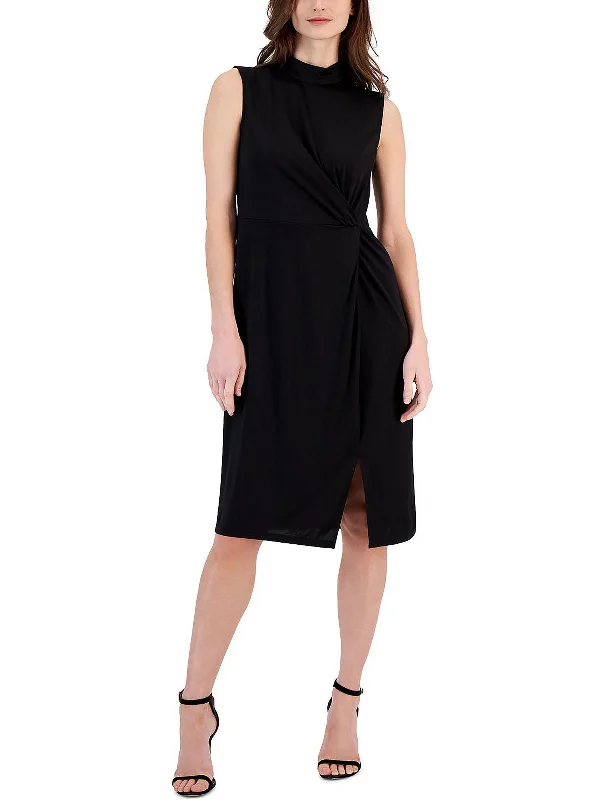 Midi dresses for award ceremonies -Womens Twist Knee-Length Midi Dress