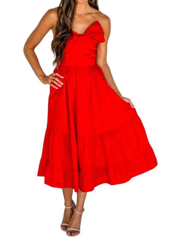 Midi dresses with split hem -Pretty Little Thing Midi Dress In Scarlet Red