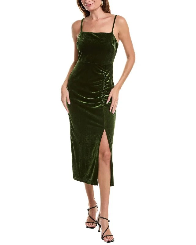 Midi dresses with gathered skirt -Taylor Velvet Midi Dress