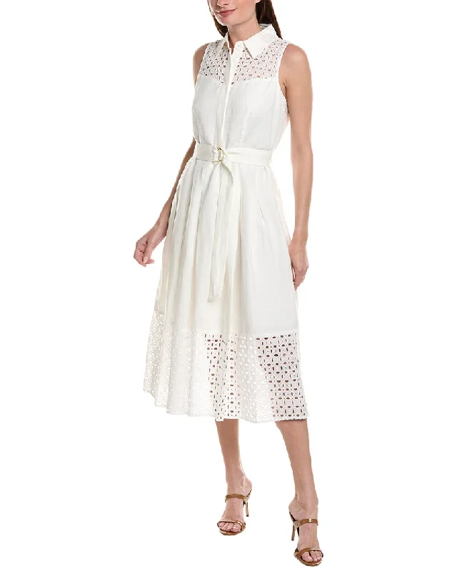 Midi dresses for summer concerts -Anne Klein Pleated Linen-Blend Midi Dress