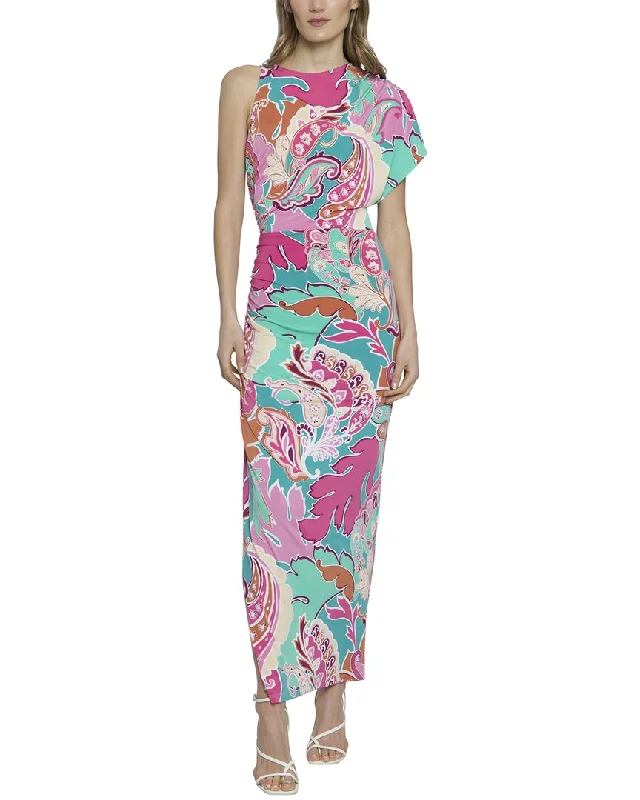 Midi dresses with front tie waist -Donna Morgan Wet Print Matte Jersey Midi Dress